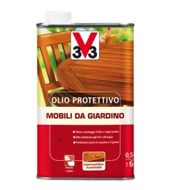 Oli E Detergenti Legno-V33 Olio protettivo mobili da giardino, colore miele - 0,5 litri