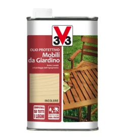 V33 Oli E Detergenti Legno|Olio protettivo mobili da giardino, incolore - 0,5 litri