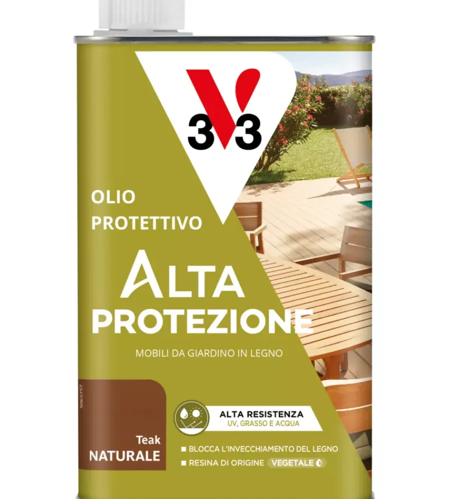 V33 Oli E Detergenti Legno|Olio protettivo per mobili da giardino teak, 500 ml