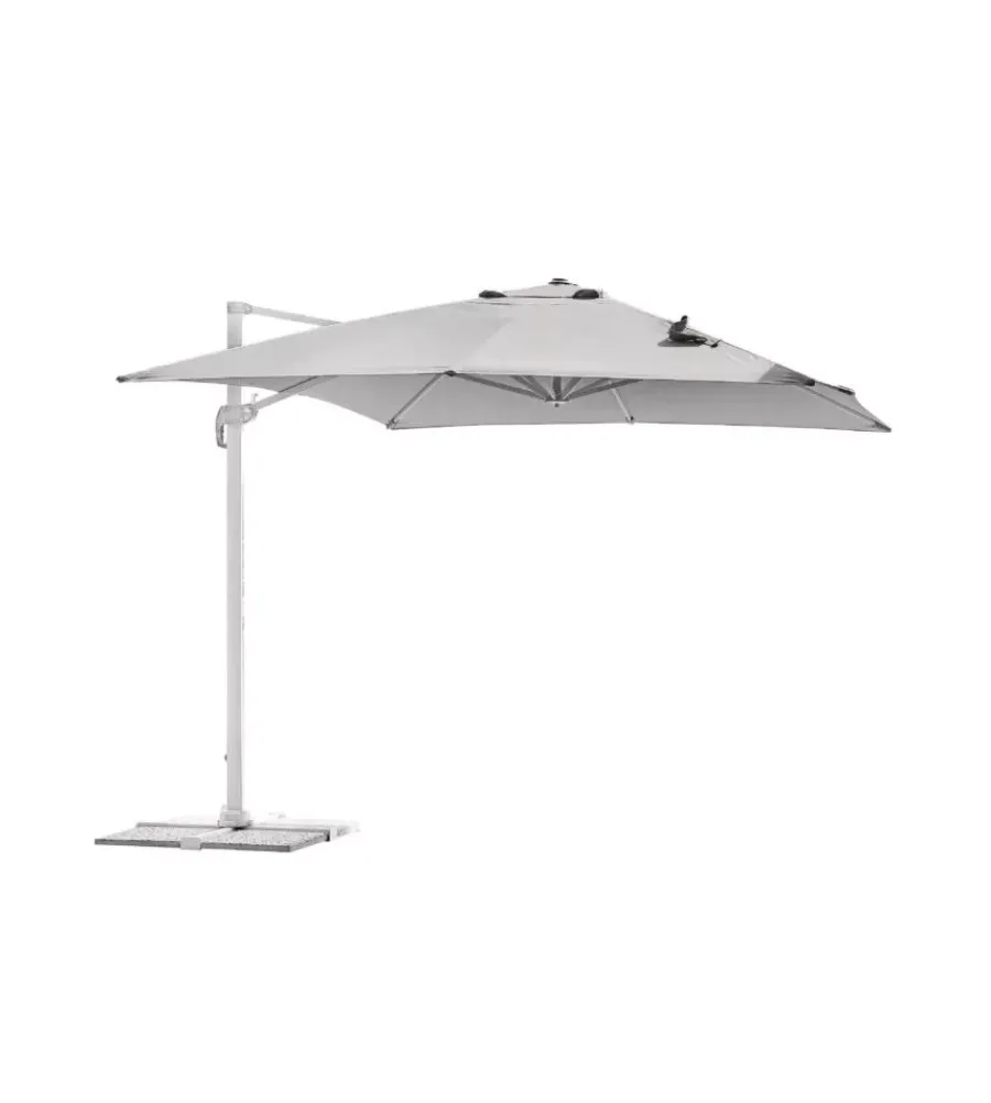 Coperture Per Esterno E Accessori|Ombrellone a braccio rettangolare solaria "california spuncrylic" in alluminio bianco e grigio 3x3 mt