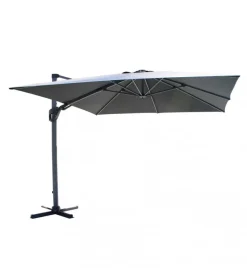 Clearance Ombrellone da giardino a braccio laterale elica garden "mendel" in alluminio effetto legno e poliestere grigio scuro 295x295x255 cm Coperture Per Esterno E Accessori