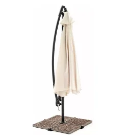 Coperture Per Esterno E Accessori|Ombrellone da giardino "luna" con struttura in ferro antracite e telo ecru - 3x3x2 metri