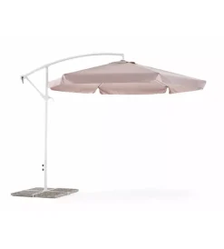 Coperture Per Esterno E Accessori- Ombrellone da giardino "luna" con struttura in ferro bianco e telo grigio - 3x3x2 metri