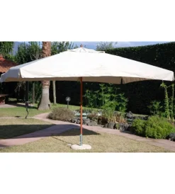 New Ombrellone da giardino "oasis" con struttura in legno e telo ecru - 2x3x2 metri Coperture Per Esterno E Accessori