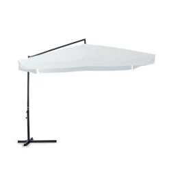 Ombrellone da giardino quadrato con braccio laterale essenza in poliestere bianco 3x3 mt Coperture Per Esterno E Accessori