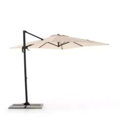 Clearance Ombrellone da giardino retrattile "extenso" con struttura in alluminio antracite e telo ecru - 2,7x2,7x2 metri Coperture Per Esterno E Accessori