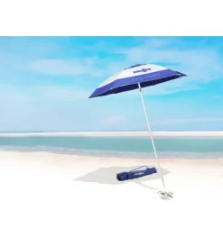 Campeggio-Brunner Ombrellone da spiaggia "onda parsol" in poliestere bianco e blu, diametro 200 cm