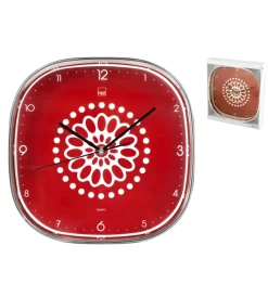 New Orologio da parete - quadrato rosso - 30 cm Decorazione Pareti