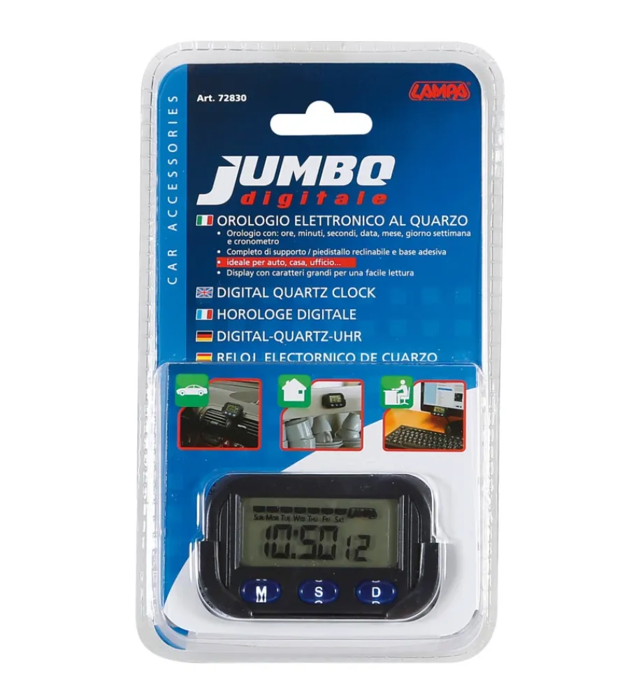 Auto Interno-Lampa Orologio digitale quarzo con supporto per auto "jumbo"