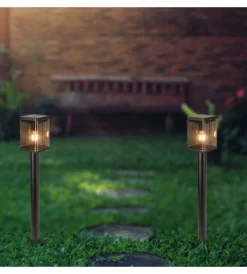 Clearance Paletto solare da esterno nero 3000k ip44, 12x12x80 cm Illuminazione Per Esterno
