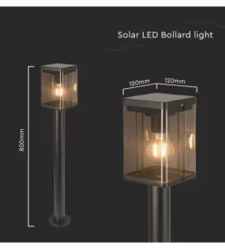 Clearance Paletto solare da esterno nero 3000k ip44, 12x12x80 cm Illuminazione Per Esterno