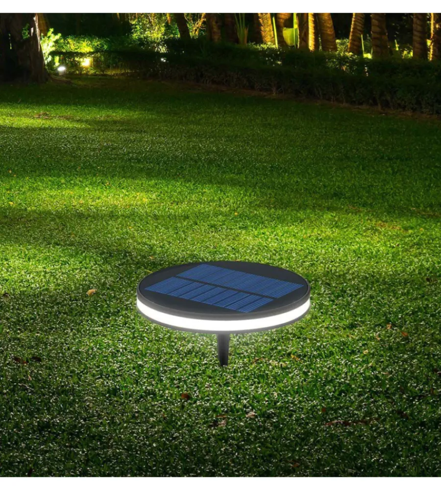 Illuminazione Per Esterno- Paletto solare da giardino con picchetto 2w 3000k ip44, 15,5x4,1x20 cm