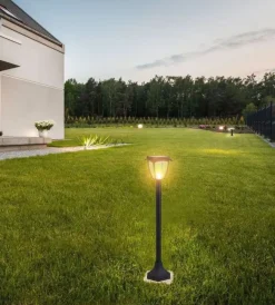 Illuminazione Per Esterno|Palo led solare da esterno vtac nero 3000+6000k