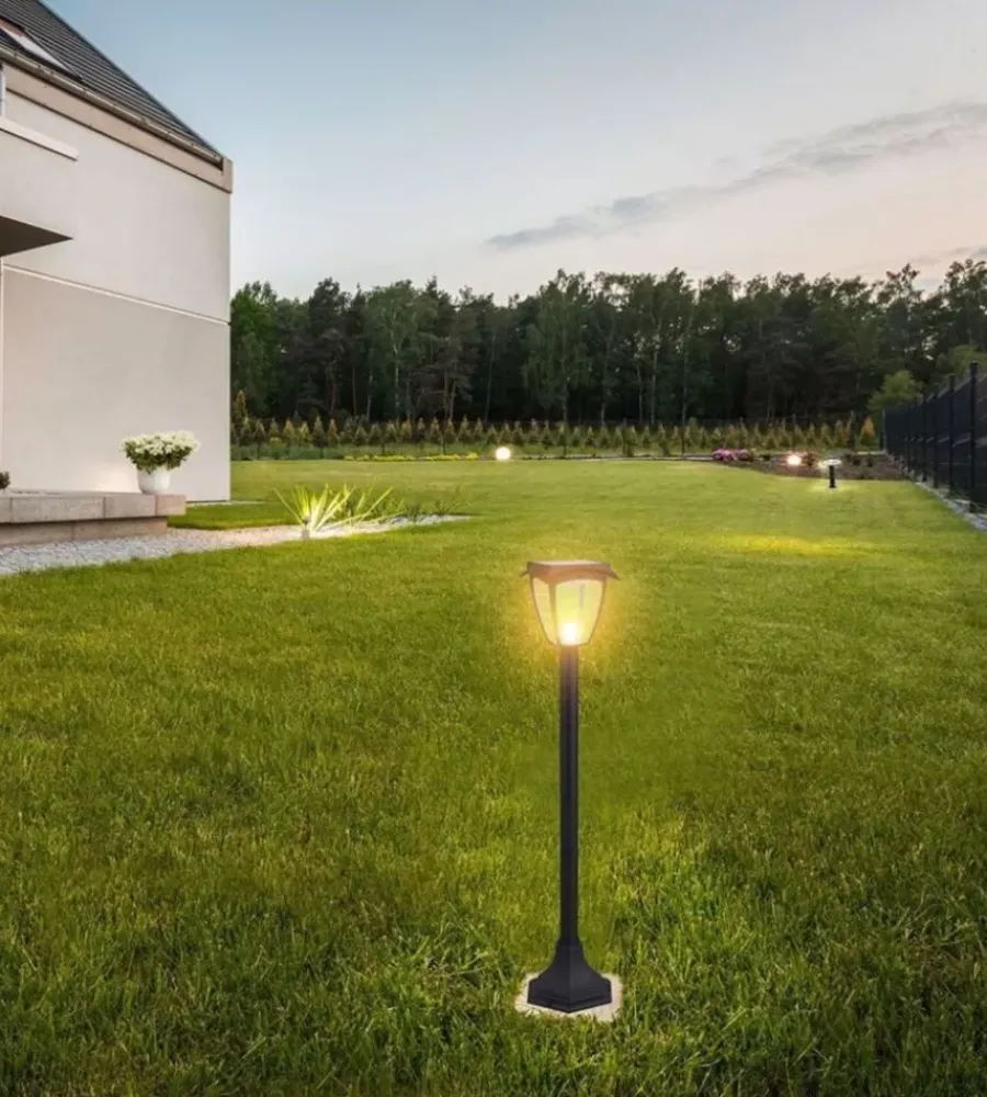 Illuminazione Per Esterno|Palo led solare da esterno vtac nero 3000+6000k