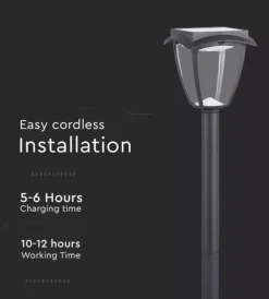 Illuminazione Per Esterno|Palo led solare da esterno vtac nero 3000+6000k