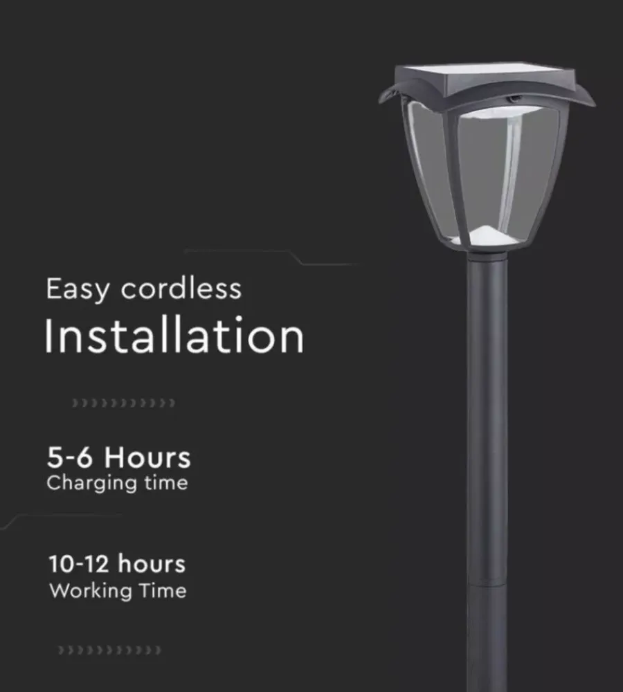Illuminazione Per Esterno|Palo led solare da esterno vtac nero 3000+6000k