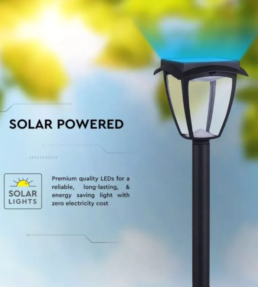 Illuminazione Per Esterno|Palo led solare da esterno vtac nero 3000+6000k