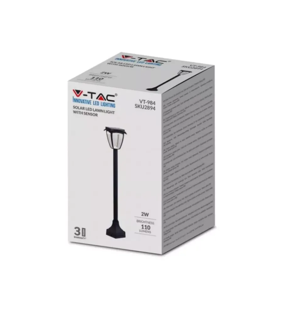 Illuminazione Per Esterno|Palo led solare da esterno vtac nero 3000+6000k