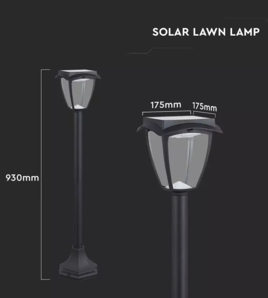Illuminazione Per Esterno|Palo led solare da esterno vtac nero 3000+6000k