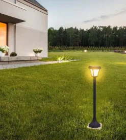 Illuminazione Per Esterno|Palo led solare  da esterno vtac nero 3000+4000+6000k