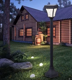 Illuminazione Per Esterno|Palo led solare da esterno vtac nero 3000+4000+6000k