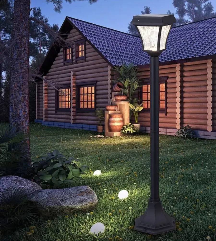 Illuminazione Per Esterno|Palo led solare da esterno vtac nero 3000+4000+6000k
