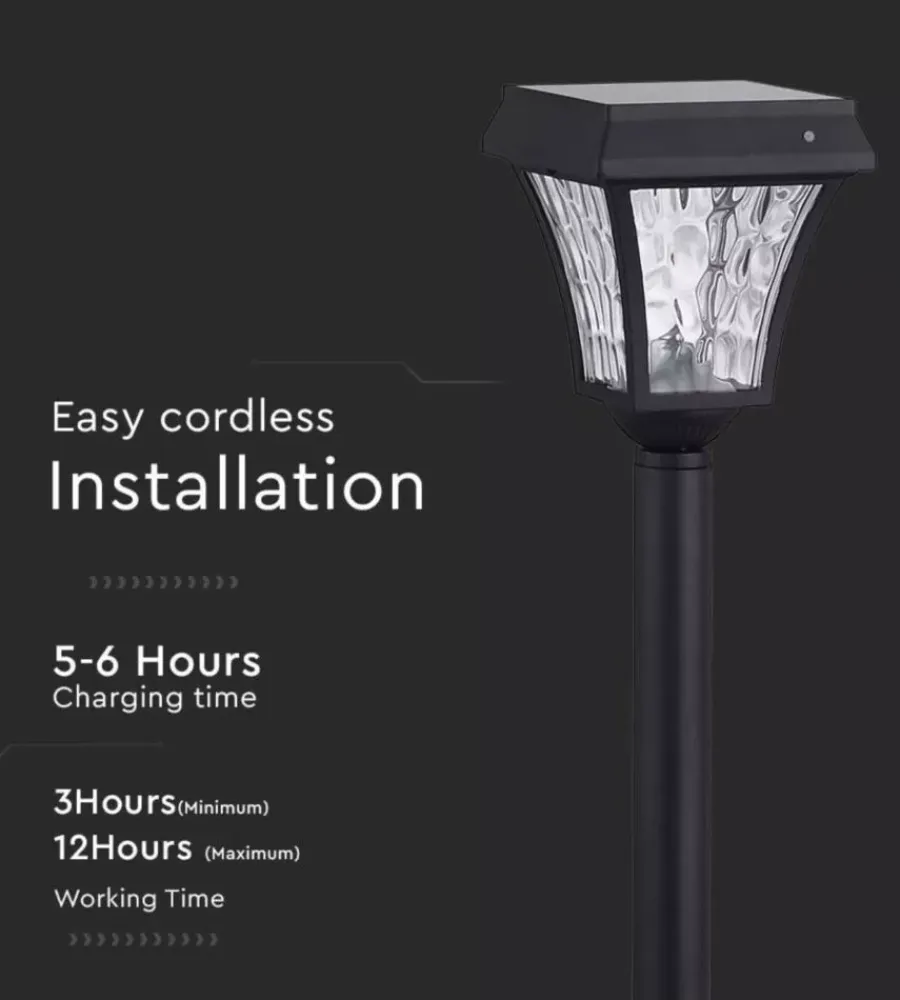 Illuminazione Per Esterno|Palo led solare da esterno vtac nero 3000+4000+6000k