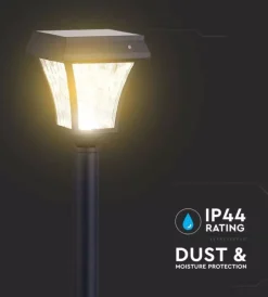 Illuminazione Per Esterno|Palo led solare da esterno vtac nero 3000+4000+6000k