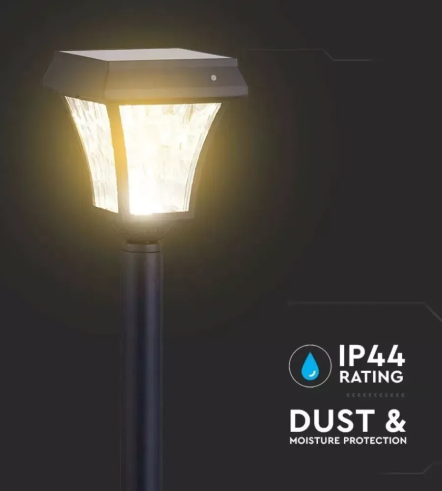 Illuminazione Per Esterno|Palo led solare da esterno vtac nero 3000+4000+6000k