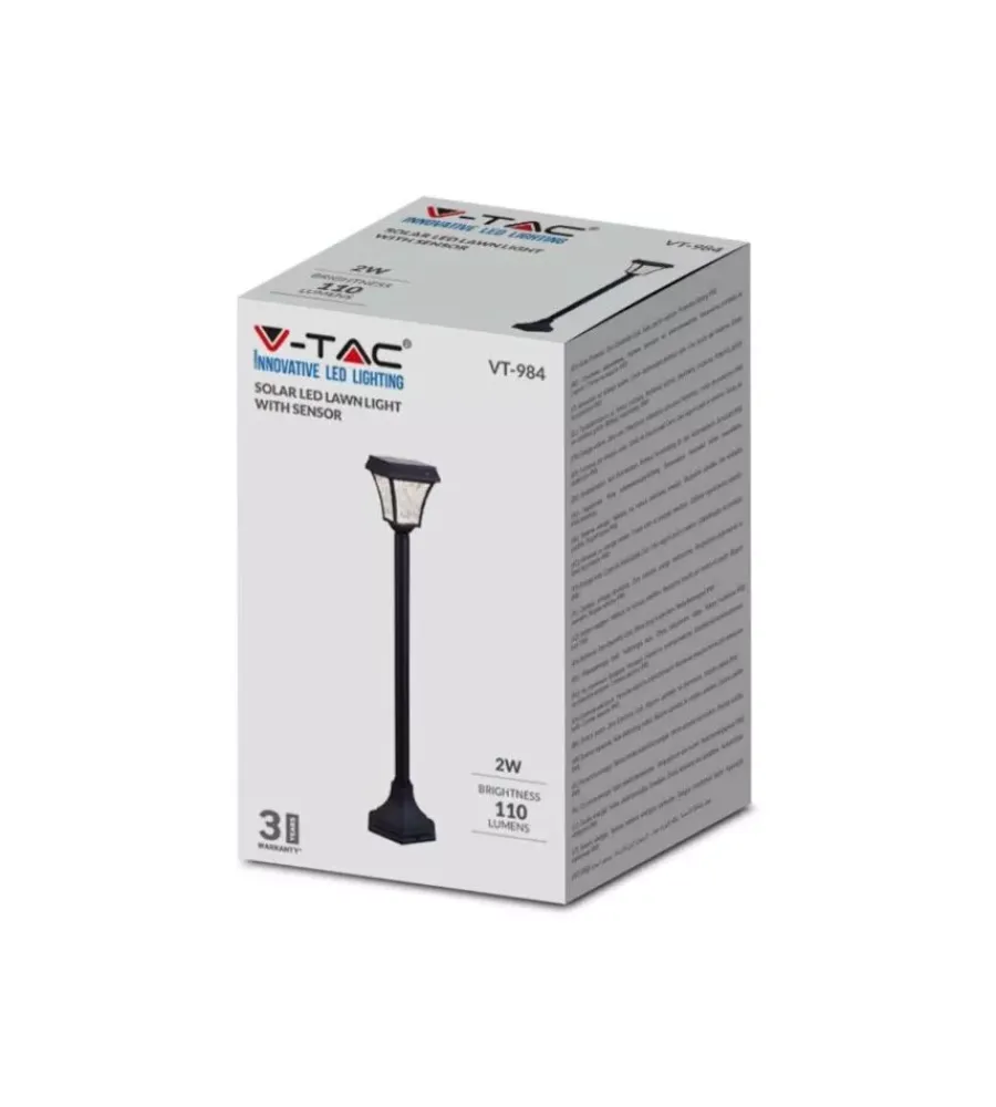 Illuminazione Per Esterno|Palo led solare da esterno vtac nero 3000+4000+6000k