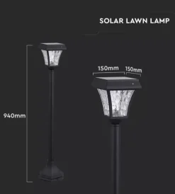 Illuminazione Per Esterno|Palo led solare da esterno vtac nero 3000+4000+6000k
