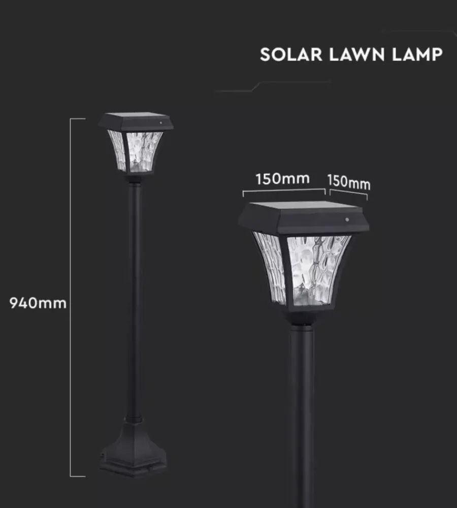 Illuminazione Per Esterno|Palo led solare da esterno vtac nero 3000+4000+6000k