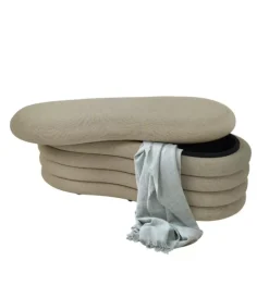 Poltrone E Pouf-BellaHome Panca contenitore "goccia" beige 106x43x42 cm