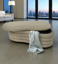 Poltrone E Pouf-BellaHome Panca contenitore "goccia" beige 106x43x42 cm