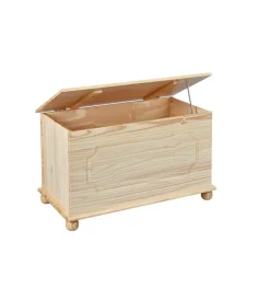 Sedie E Sgabelli- Panca contenitore in pino massello verniciato naturale, l.89x47x53