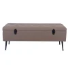 Poltrone E Pouf-BellaHome Panchina contenitore "lisa" in tessuto marrone, 102x44x40 cm