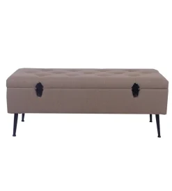 Poltrone E Pouf-BellaHome Panchina contenitore "lisa" in tessuto marrone, 102x44x40 cm