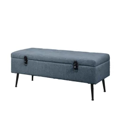 BellaHome Poltrone E Pouf|Panchina contenitore "lisa" in tessuto grigio antracite, 102x44x40 cm
