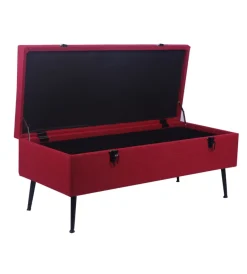 BellaHome Poltrone E Pouf|Panchina contenitore "lisa" in tessuto bordeaux, 102x44x40 cm