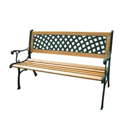 Mobili Da Giardino E Accessori- Panchina da esterno essenza "rombo" in ghisa, legno e abs 125x52x74 cm