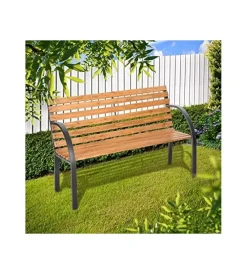 Mobili Da Giardino E Accessori|Panchina da esterno essenza "parco" in acciaio e legno 122x62x80 cm
