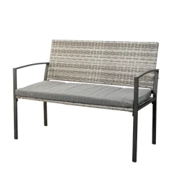 EuroGarden Mobili Da Giardino E Accessori|Panchina da esterno "spring" con cuscino in metallo e pe rattan grigio 115x60x87 cm