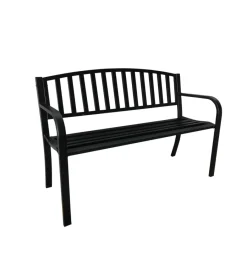 Mobili Da Giardino E Accessori- Panchina da giardino essenza "hollywood" in acciaio nero 120x50x75 cm