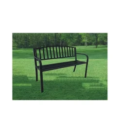 Mobili Da Giardino E Accessori- Panchina da giardino essenza "hollywood" in acciaio nero 120x50x75 cm