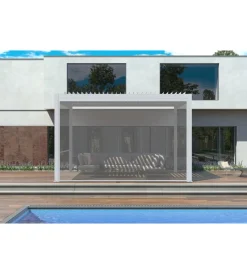 Best Pannello laterale avvolgibile per pergole riviera "zip screen" in textilene bianco e grigio lato 4 m Coperture Per Esterno E Accessori