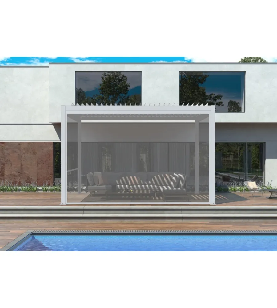 Best Pannello laterale avvolgibile per pergole riviera "zip screen" in textilene bianco e grigio lato 4 m Coperture Per Esterno E Accessori
