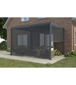 Coperture Per Esterno E Accessori- Pannello laterale per gazebo pergola bioclimatica da esterno elica garden antracite, 3x4 mt