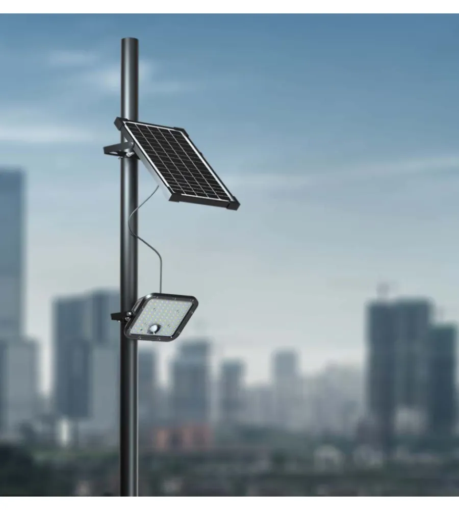 Illuminazione Per Esterno- Pannello led con ricarica solare e sensore 30w, 4000k