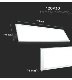 Illuminazione Per Interno- Pannello led rettangolare 29 w 4000 k 3960 lm con driver incluso, 1195x295x12,5 mm