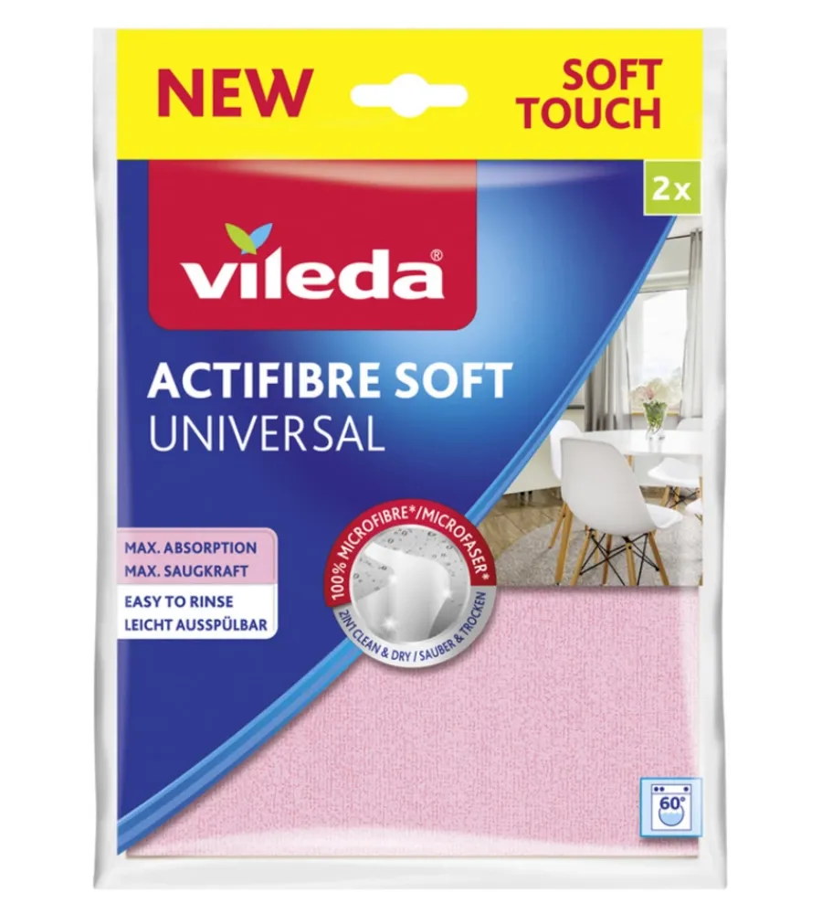 Attrezzi Per La Pulizia-Vileda Panni in microfibra "actifibre soft universal", 2 pezzi